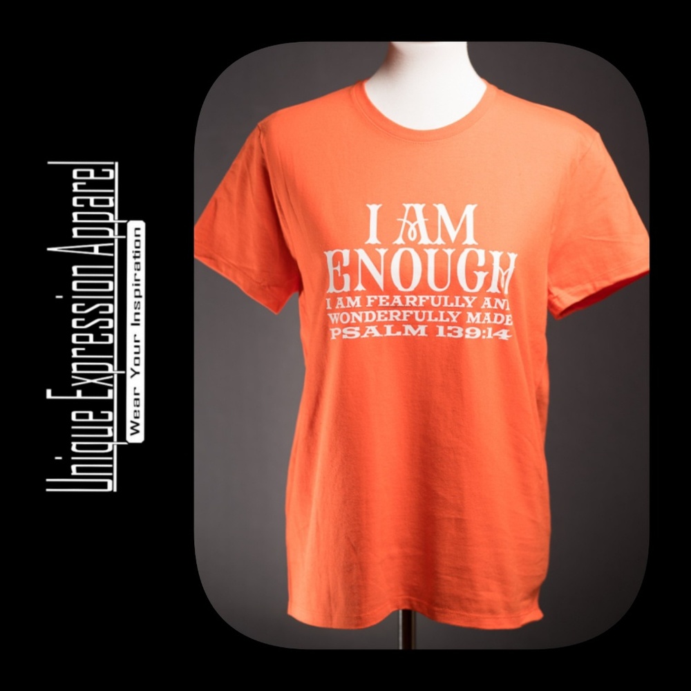 5⭐ "I Am Enough" casual orange graphic tee